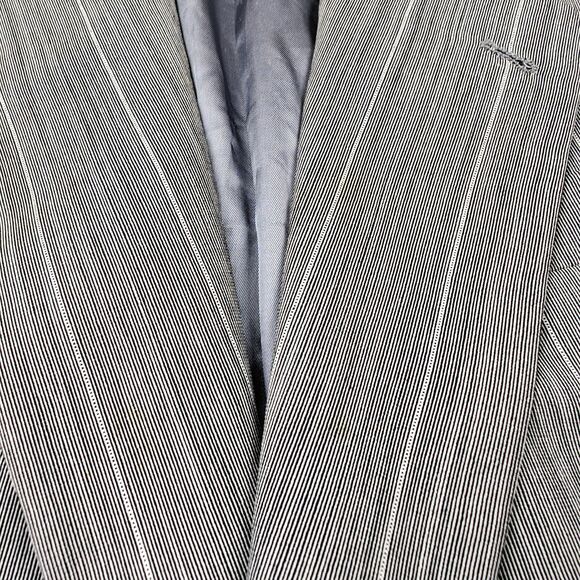 Boss Hugo Boss Corleone Blazer Men's 40L Grey Striped Ventless Wool Suit Jacket - Picture 5 of 13